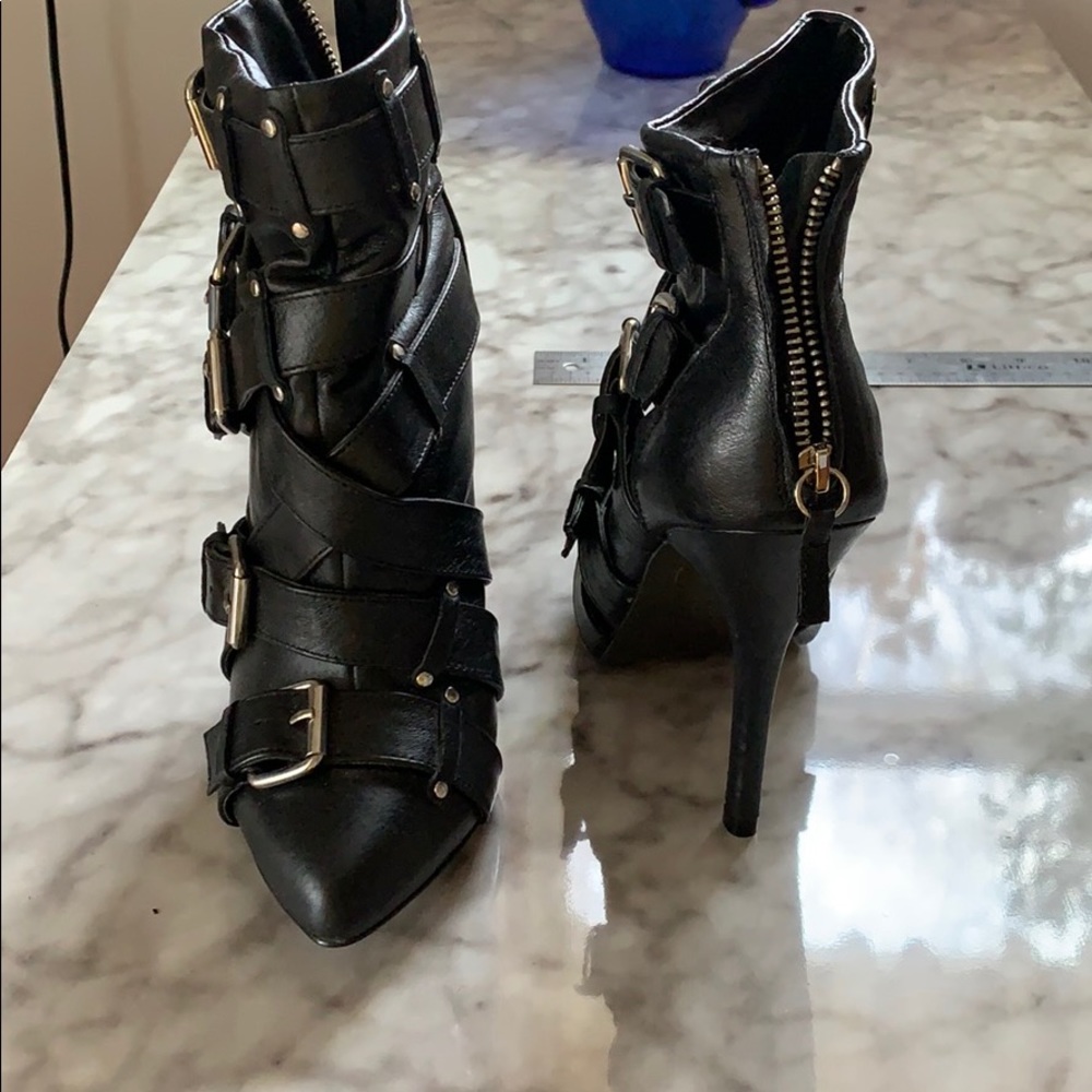 Ziti Girl black buckle ankle booties